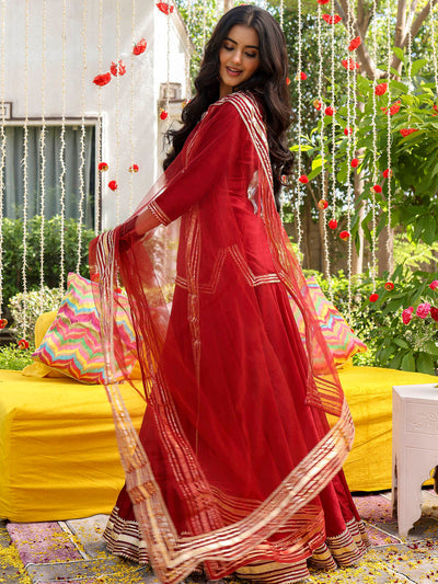 Maroon Short Kurti Lehenga Set