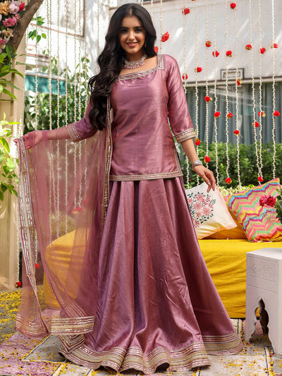 Lilac Short Kurti Lehenga Set