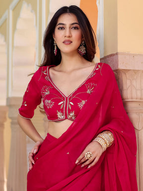 Pink Pre Draped Saree