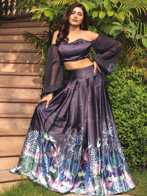 MIDNIGHT BLUE PRINTED TOP SKIRT