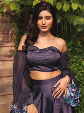 MIDNIGHT BLUE PRINTED TOP SKIRT