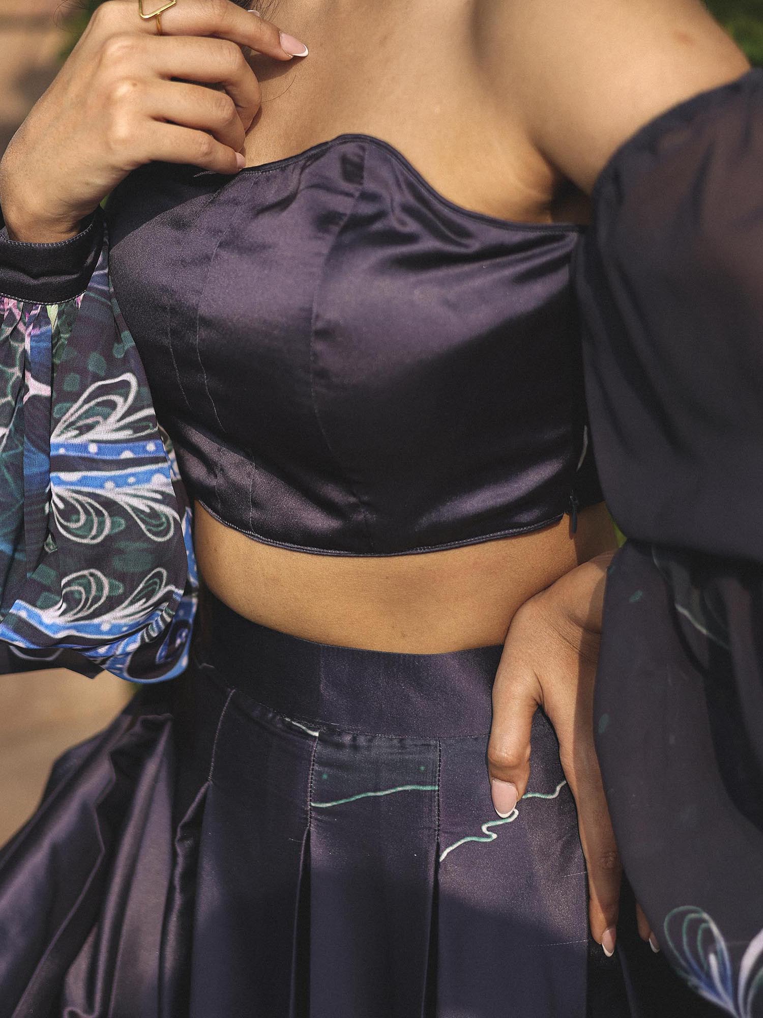 MIDNIGHT BLUE PRINTED TOP SKIRT