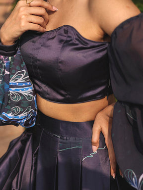 MIDNIGHT BLUE PRINTED TOP SKIRT