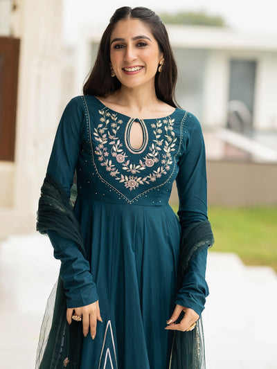 Cotton Teal Anarkali