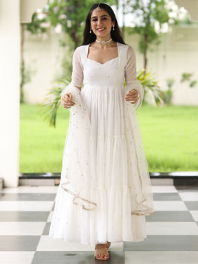 Meher White Anarkali
