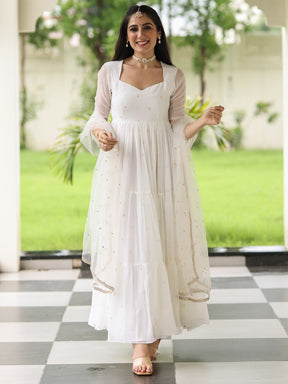 Meher White Anarkali