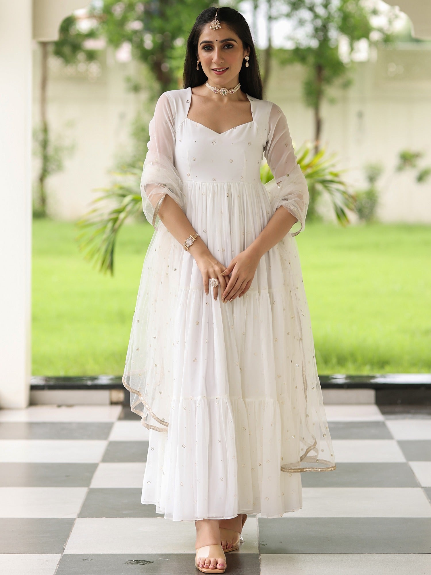 Meher White Anarkali 3XL
