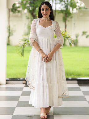 Meher White Anarkali