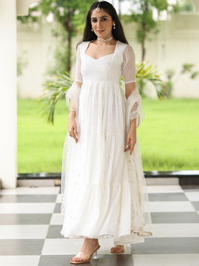 Meher White Anarkali