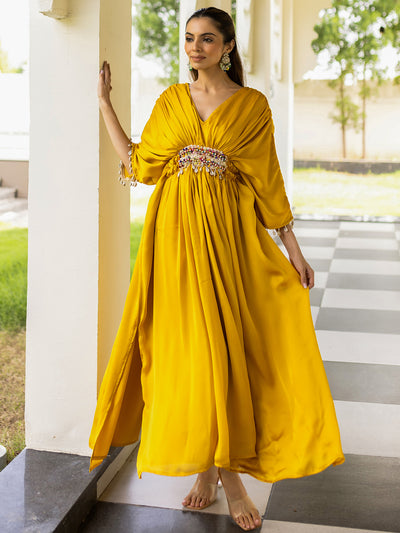 RESHAM LEHER Yellow Boho Kaftan