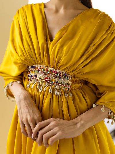 RESHAM LEHER Yellow Boho Kaftan