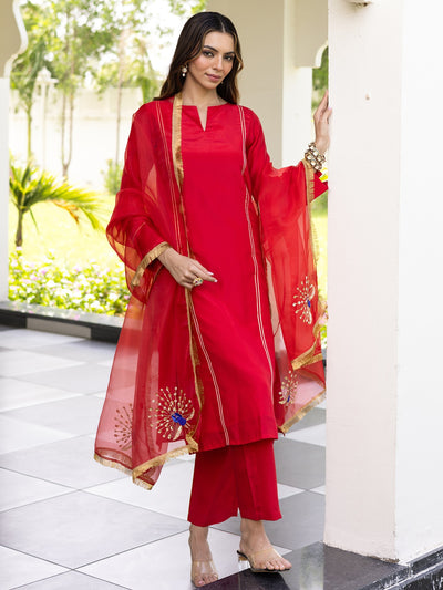 Peacock Red Kurta Set