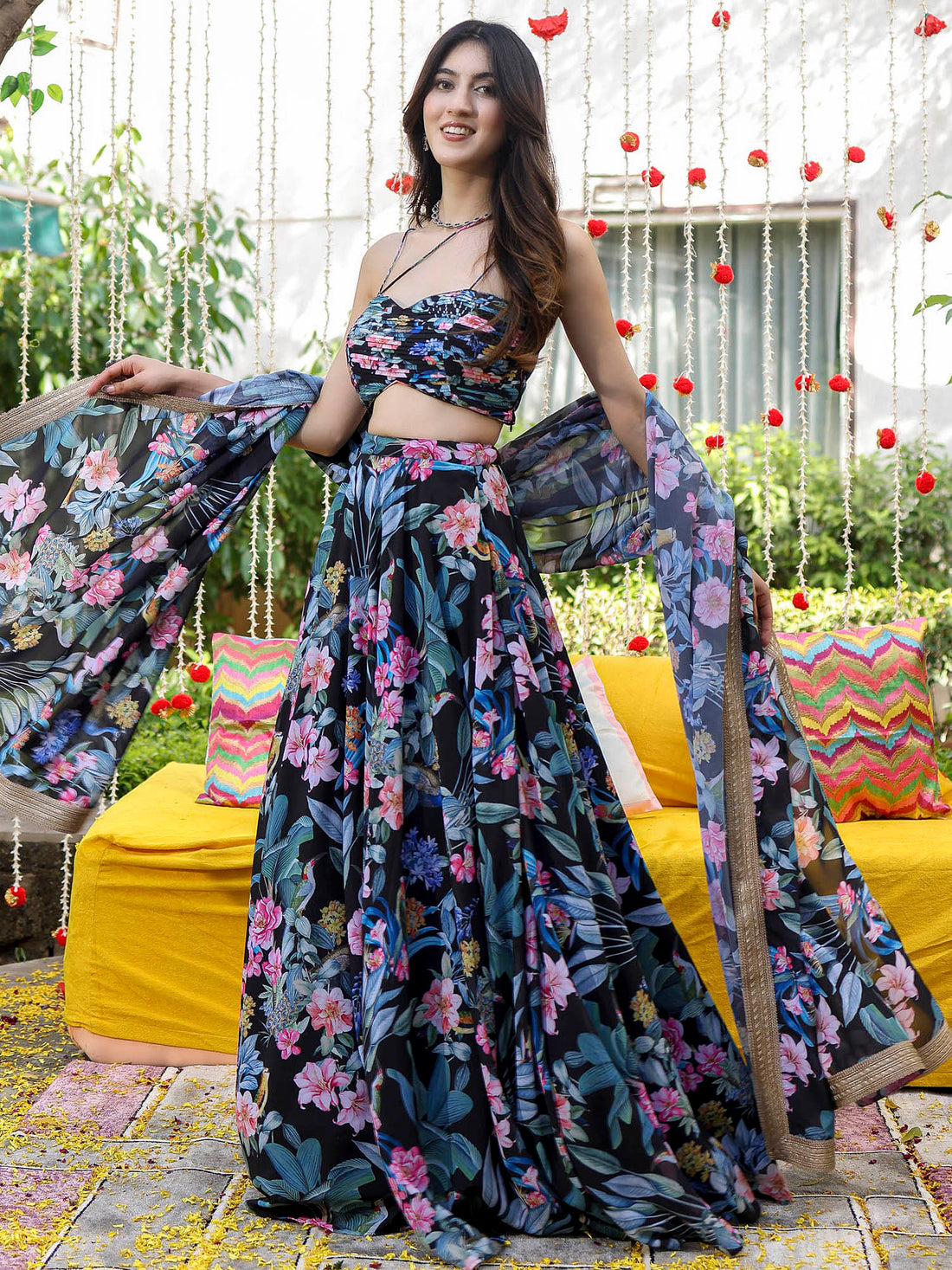 Black Multihues lehenga set