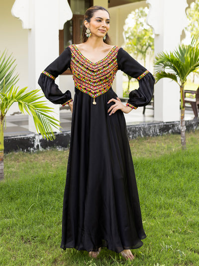 RESHAM LEHER Black Boho Kaftan