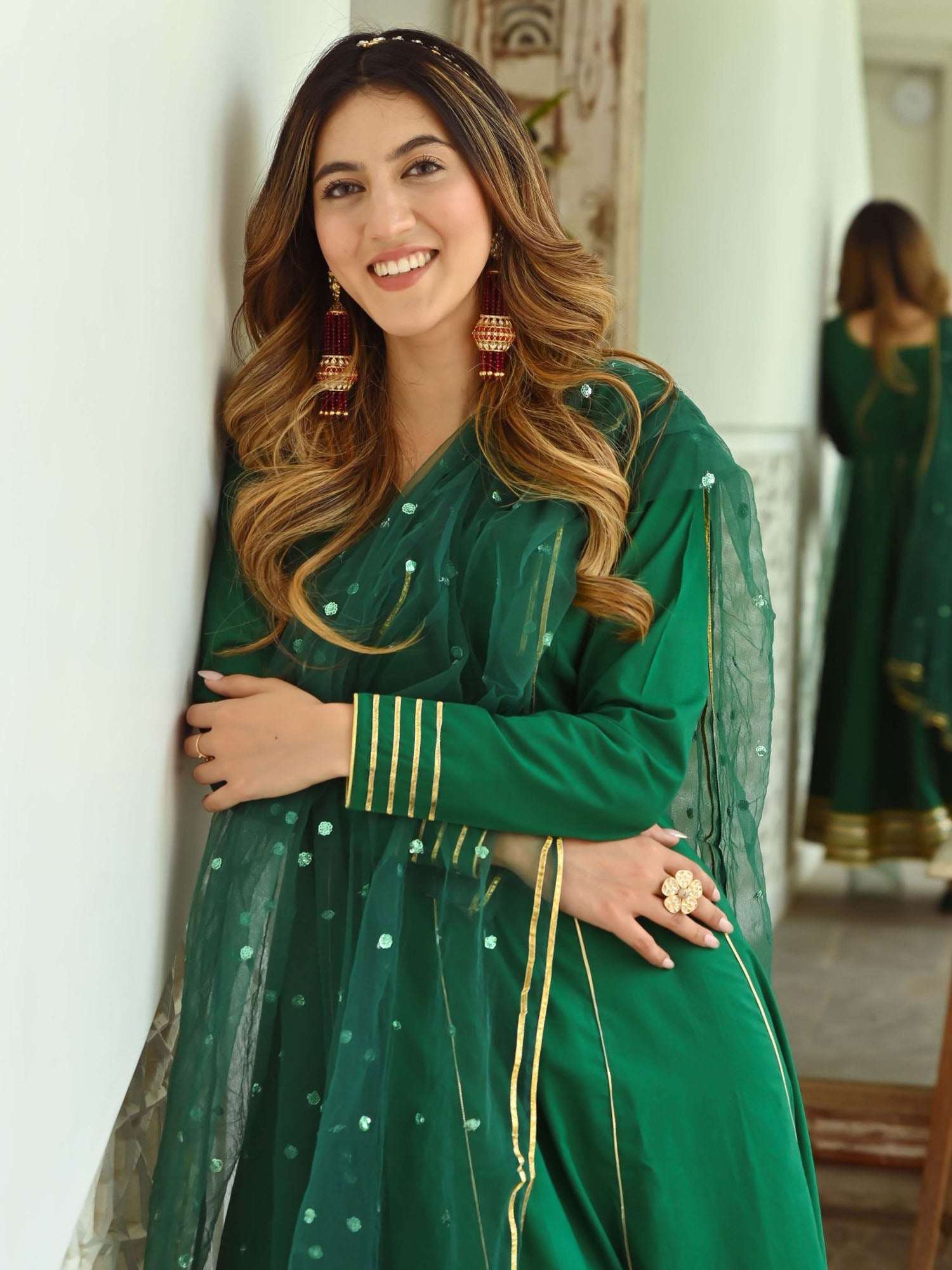 Green Gota Anarkali Set