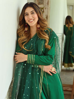 Green Gota Anarkali Set