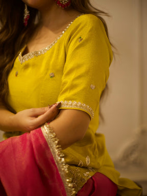 YELLOW &  PINK PATIYALA SET