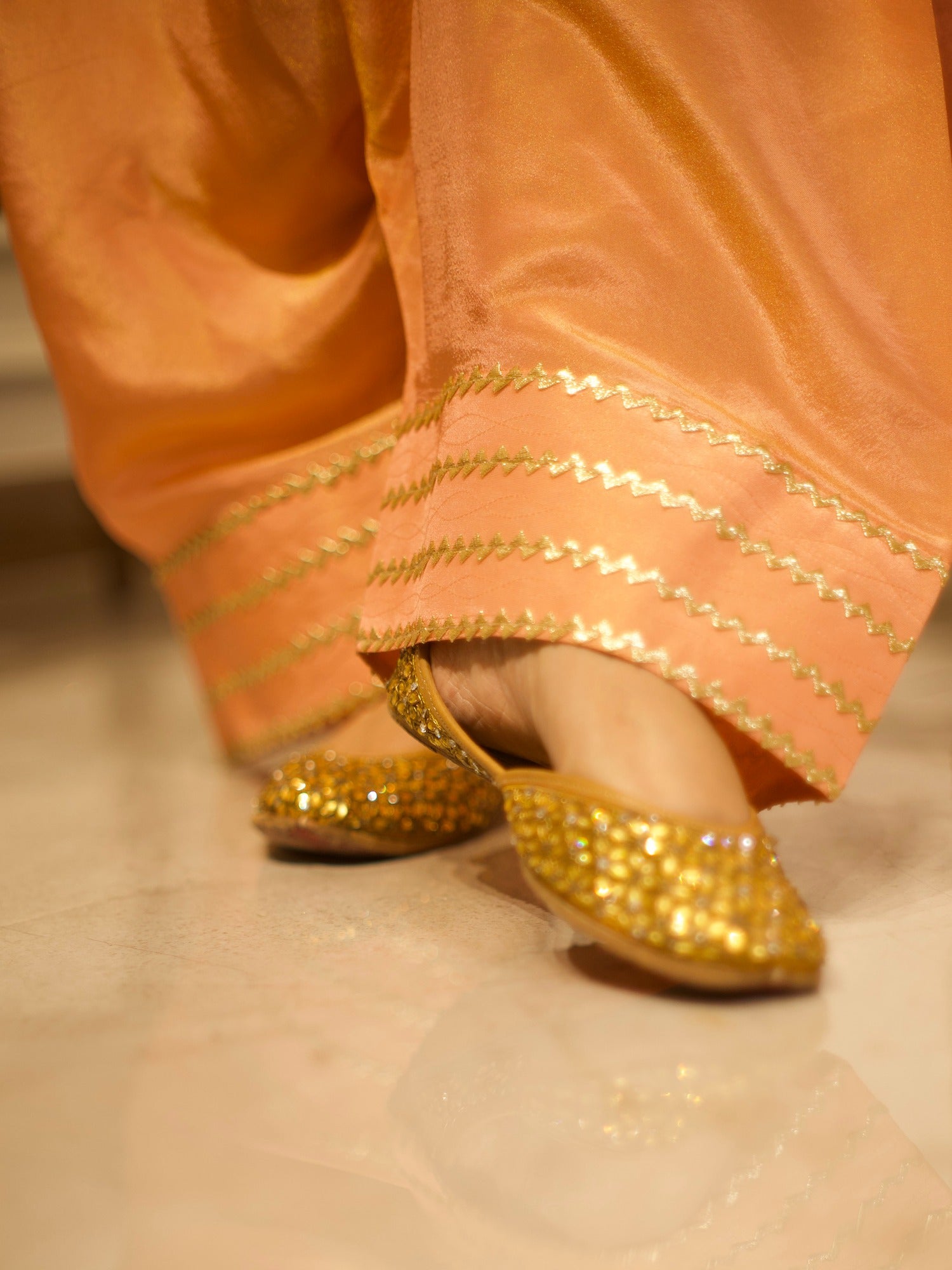GREEN & PEACH PATIYALA SET