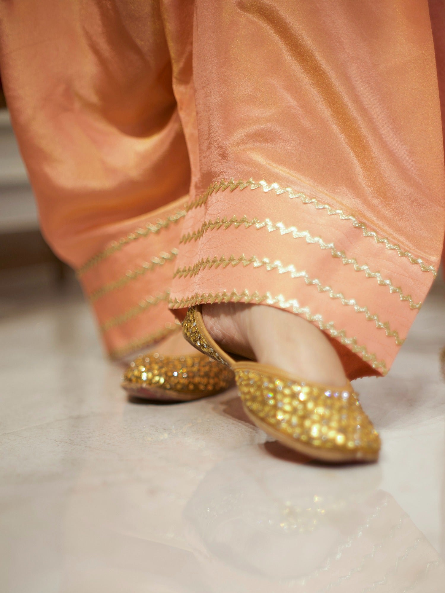 GREEN & PEACH PATIYALA SET