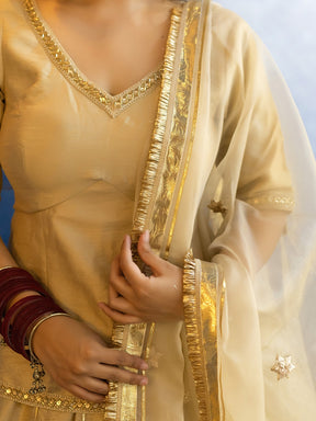 CREAME PEPLUM BLOUSE WITH LEHENGA