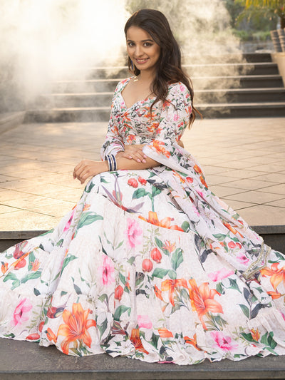 Tropical Radiance White Lehenga set