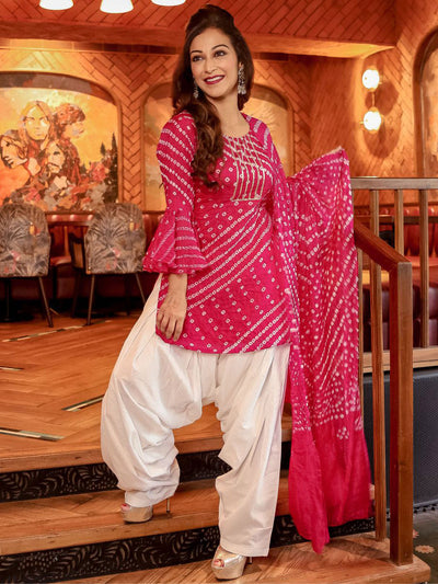 Pink Bandhej Kurta Pant