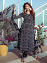 Black Printed Kurta Set