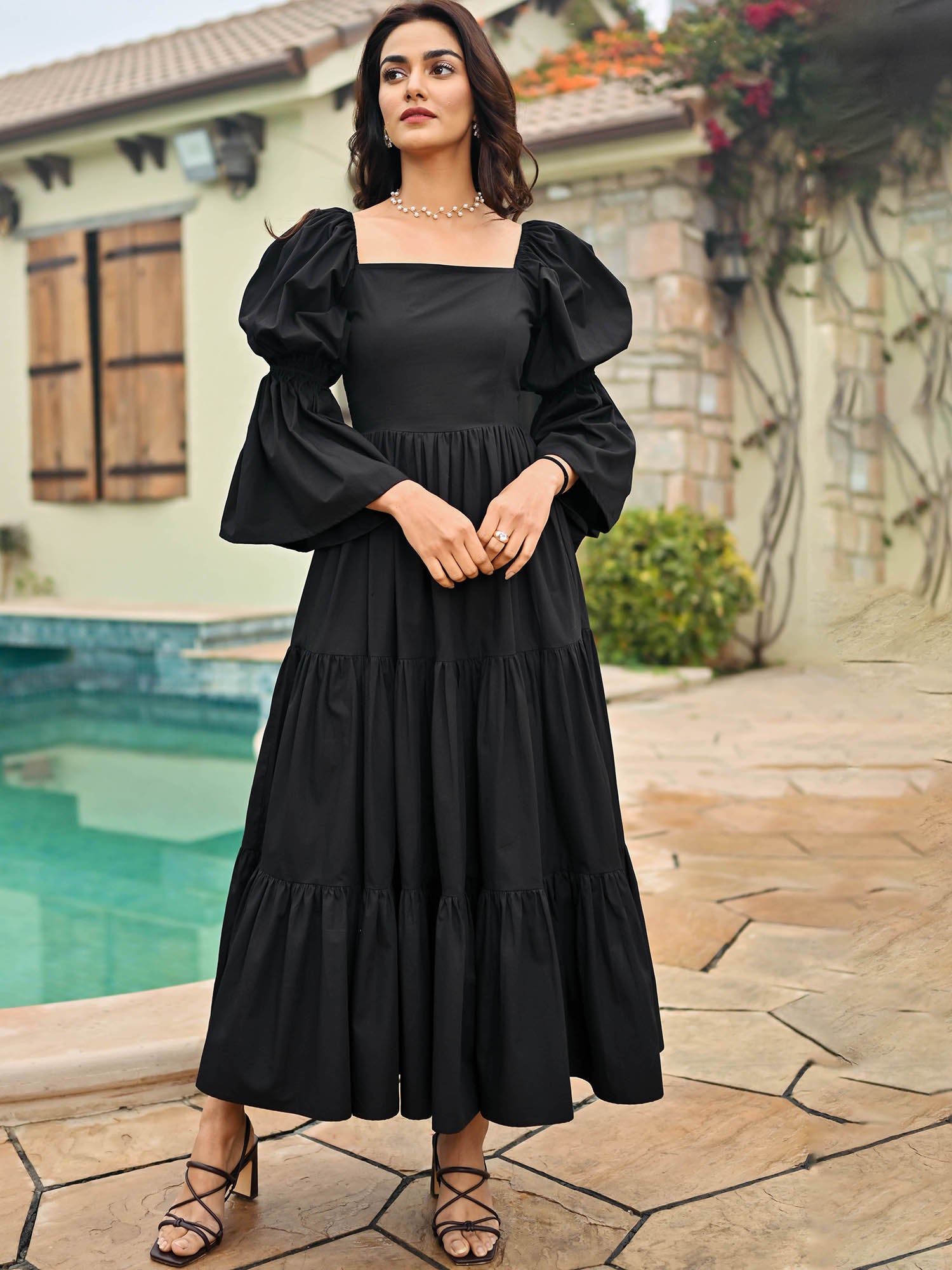 Galina Black Tired Dress