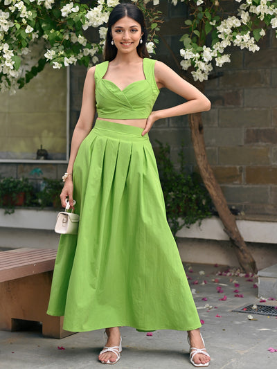 Green Queen Pleated Set