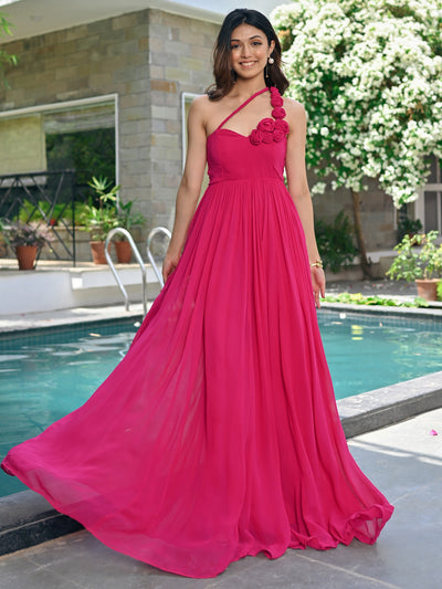 Rosy one shoulder dress