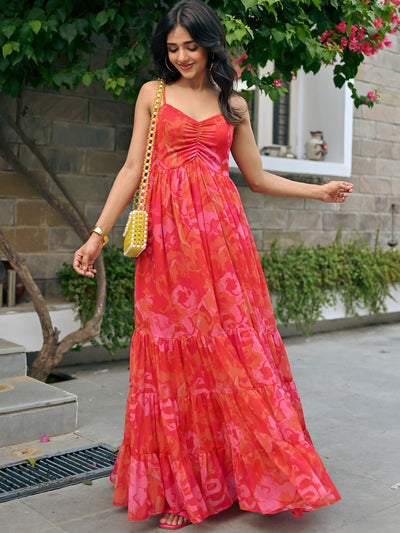 Ayla Printed Chiffon Dress