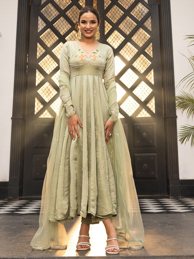 The Royals Green Anarkali Set