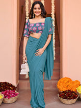 Green Embroidered Ready to wear Saree