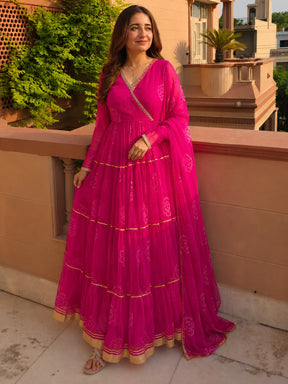 Pink Bhandhej Anarkali