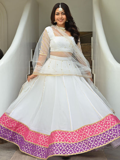 White Organza Brocade Lehenga
