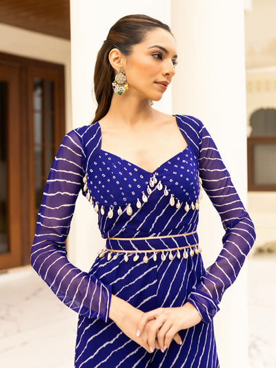 Teej Blue Bandhej Jumpsuit