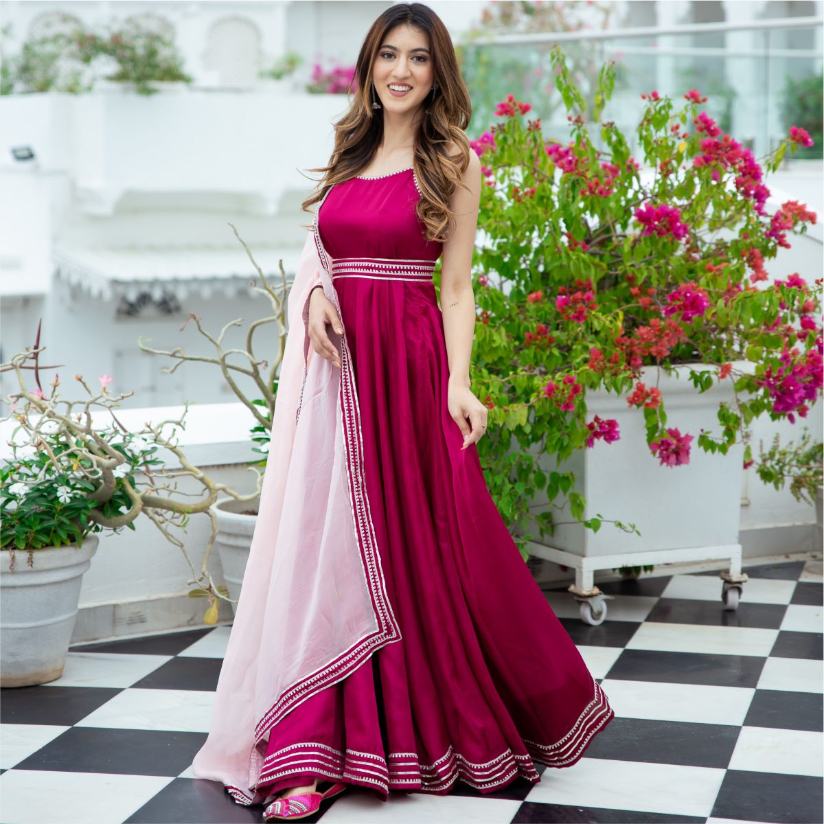 Bulk Buy India Wholesale Elegant Long Silk Gown With Front Design.  Embroidered Patch Work Design In Front For Classy Look. $390 from Kalika  Fasionista | Globalsources.com