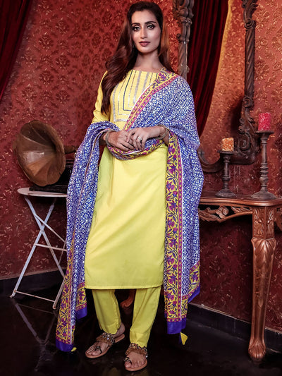 Yellow Gota Lace Pant Set