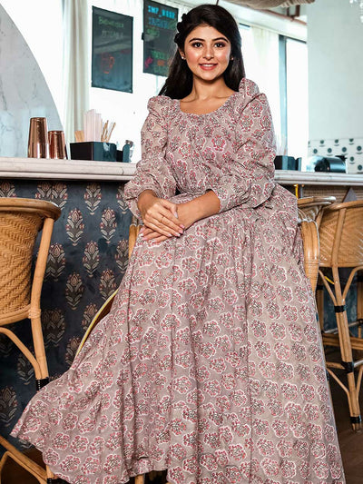 Anarkali Style Floral Print Dress