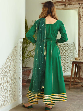 Green Gota Anarkali Set