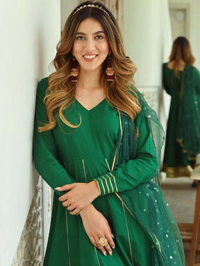 Green Gota Anarkali Set