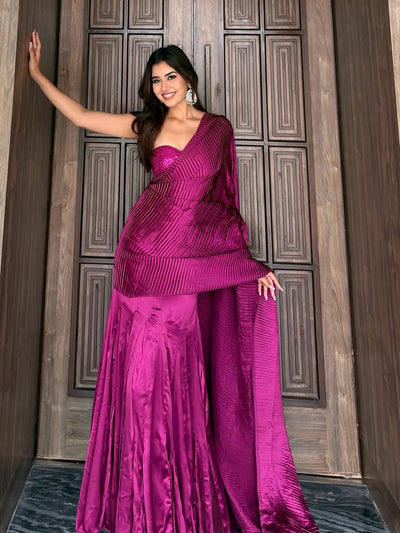 Pink Pleated Saree