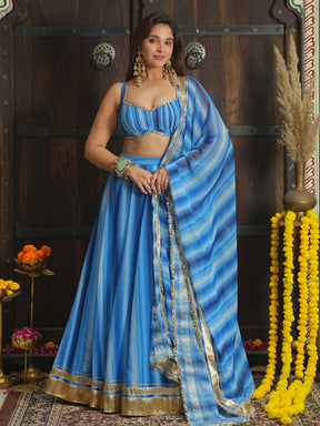 BLUE MULTI LEHENGA SET