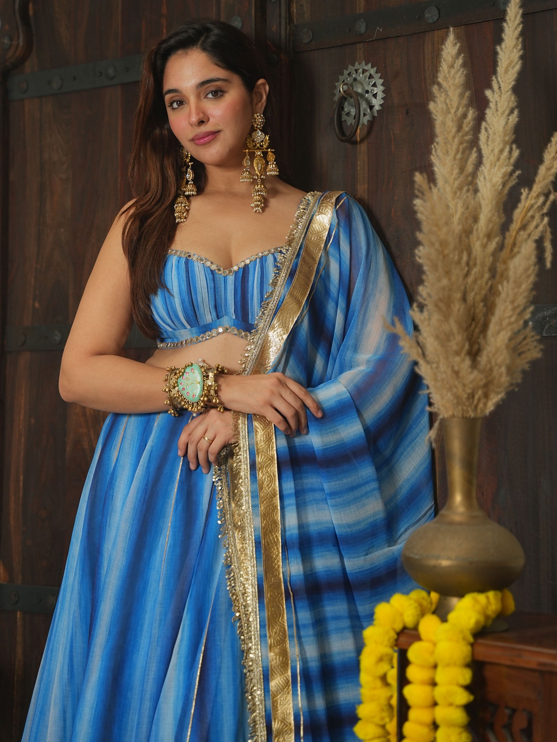 BLUE MULTI LEHENGA SET