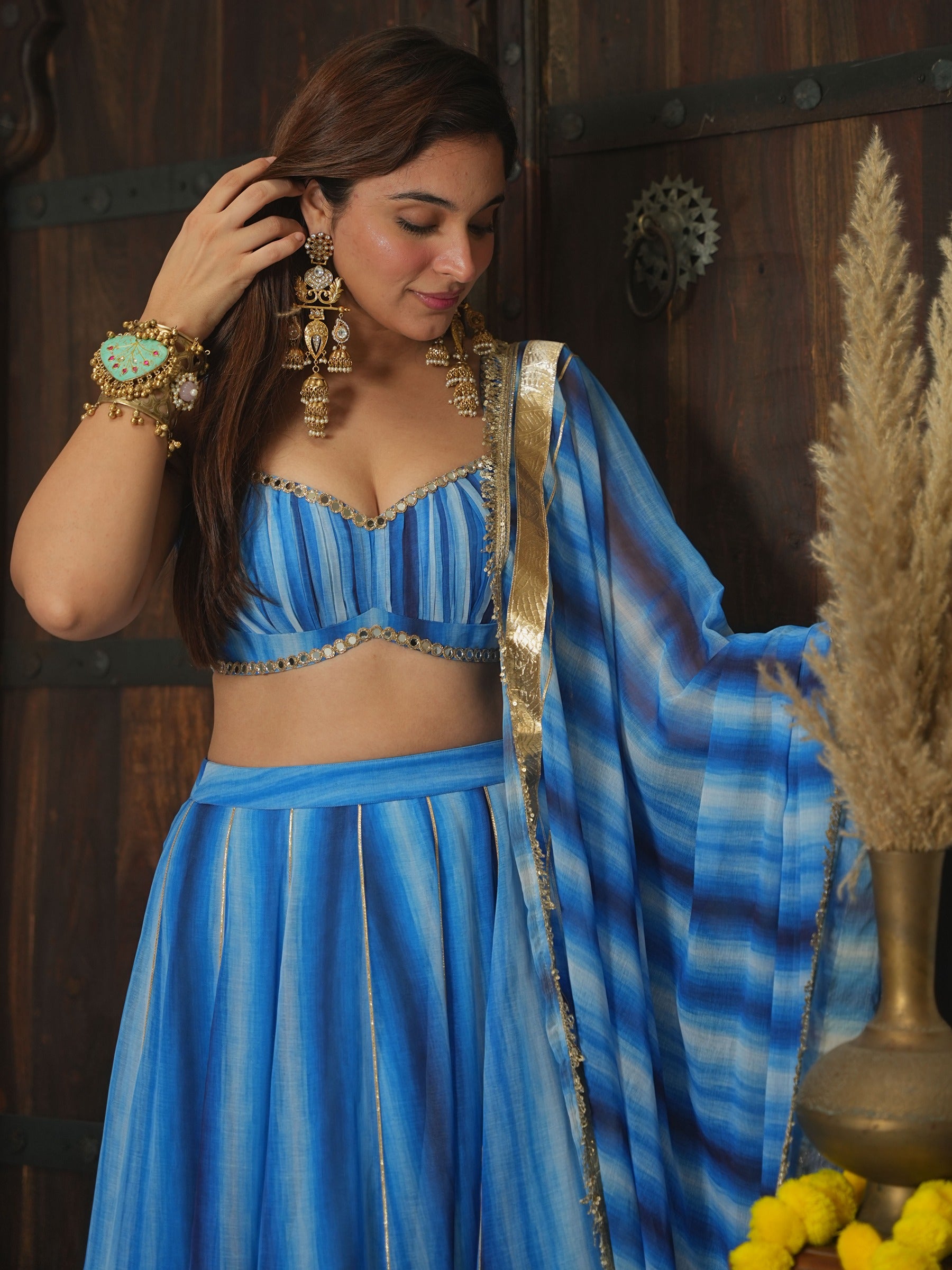 BLUE MULTI LEHENGA SET