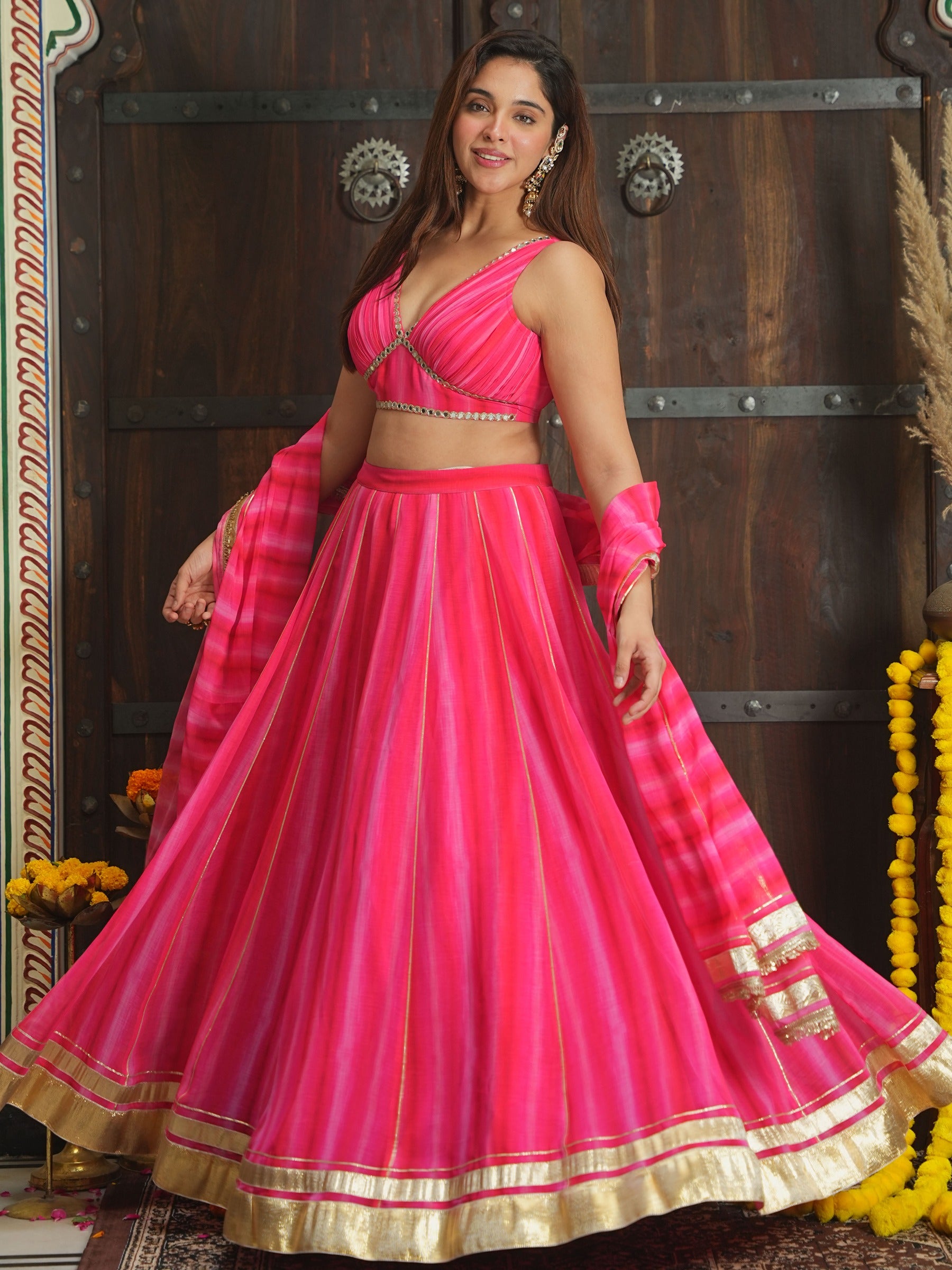 PINK MULTI LEHENGA SET