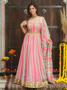 PINK AND GREEN LEHENGA SET