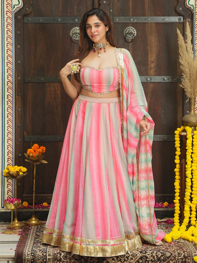 PINK AND GREEN LEHENGA SET