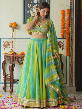 YELLOW AND GREEN LEHENGA SET