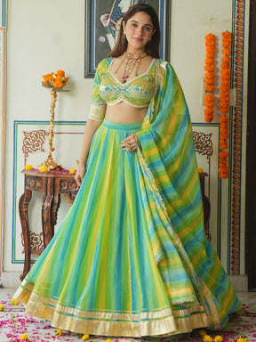 YELLOW AND GREEN LEHENGA SET